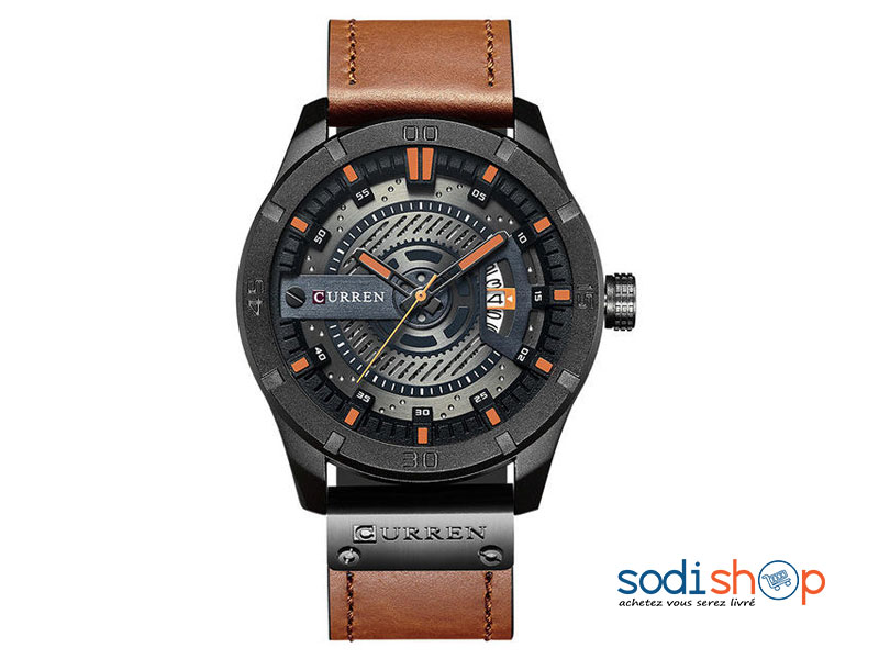 Curren 8829 Montre en Simili Cuir Pour Homme avec Date - Couleur Marron Noir SODI00