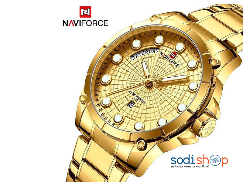 Montre à Quartz Pour Hommes NAVIFORCE 9152 Couleur Dorée Sodi00
