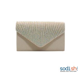 Pochette Sac à Main à Strass Couleur Blanc-sale EB0001