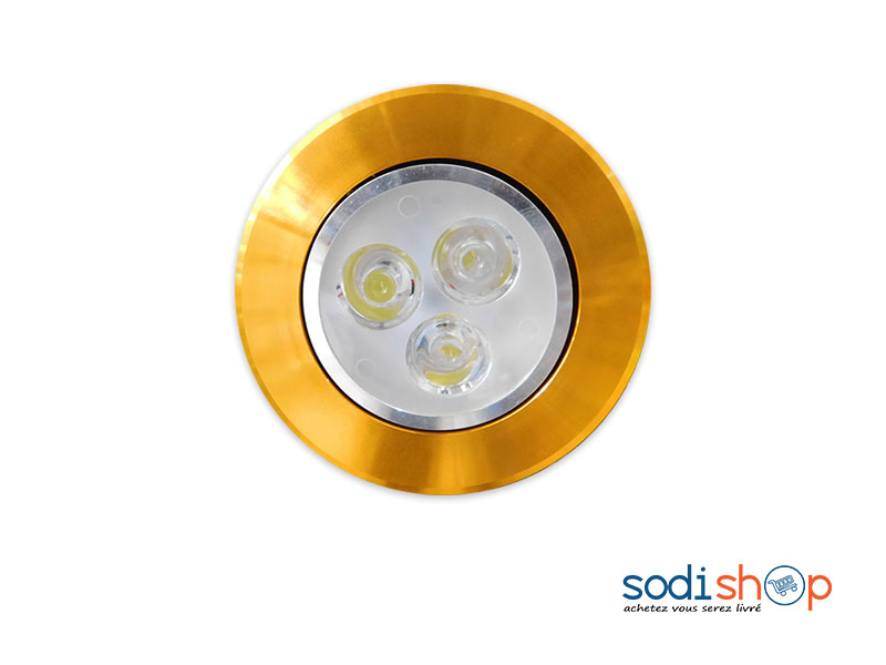 Ampoule Encastrable Spot Panel Equipée de 3 LED - Couleur Or KKS0093