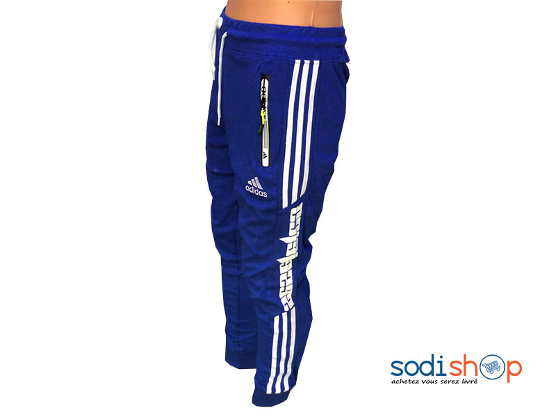 Pantalon Jogging Adidas Stylé et Confortable - Couleur Bleu Blanc BK0096