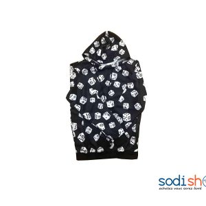 Sweat à Capuche Manche Longue Design Imprimer Noir Blanc BK0096