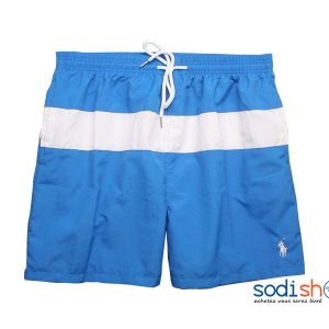 Short Ralph Lauren Taille Elastiquée avec Cordon de Serrage - Couleur Bleu Blanc BK0096