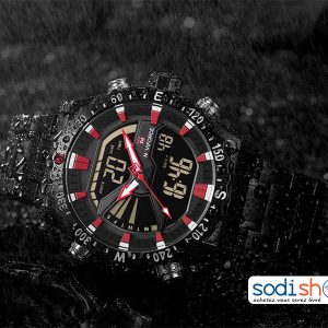 Montre de Luxe Naviforce 9136 Haute Qualité Cadran à Double Fonction Analogique et Numérique - Couleur Noir-Rouge Pour Homme SODI00