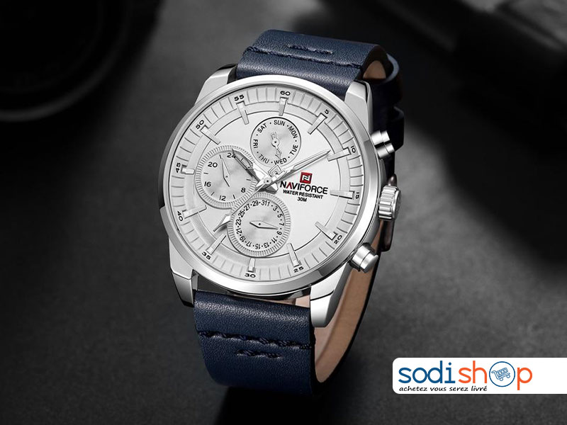 Montre Pour Homme NAVIFORCE 9148 Cadran Analogique Haute Qualité – Couleur Bleu Argent SODI00