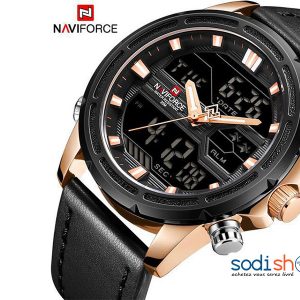 Montre Naviforce 9138 Ultra Stylée Double Fonction Affichage Numérique et Analogique - Couleur Noir-Marron Pour Homme SODI00