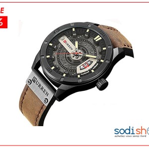 Curren 8301 Montre en Simili Cuir Pour Homme avec Date - Couleur Marron Noir SODI00