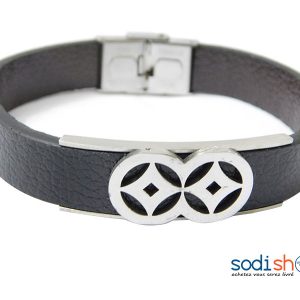 Bracelet en Cuir Synthétique Noire Pour Homme et Femme Sodi00