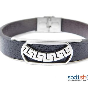 Bracelet en Cuir Synthétique Noire Pour Homme et Femme Sodi00