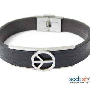 Bracelet en Cuir Synthétique Noire Pour Homme et Femme Sodi00