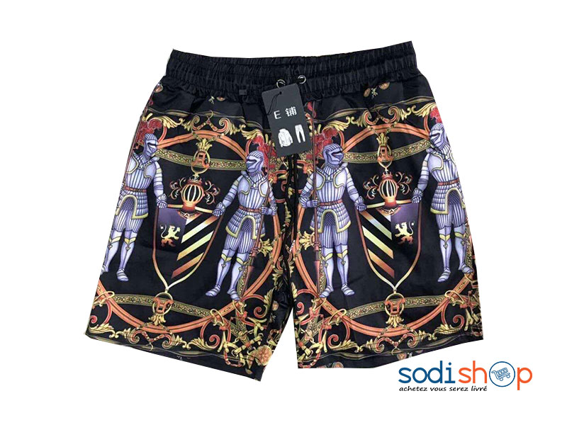 Short à Taille Elastiquée Joli Motif - Couleur Noir-Jaune BK0096