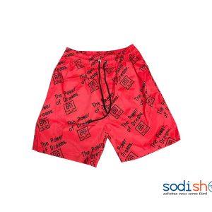 Short Rouge Taille Elastiquée avec Cordon de Serrage BK0096