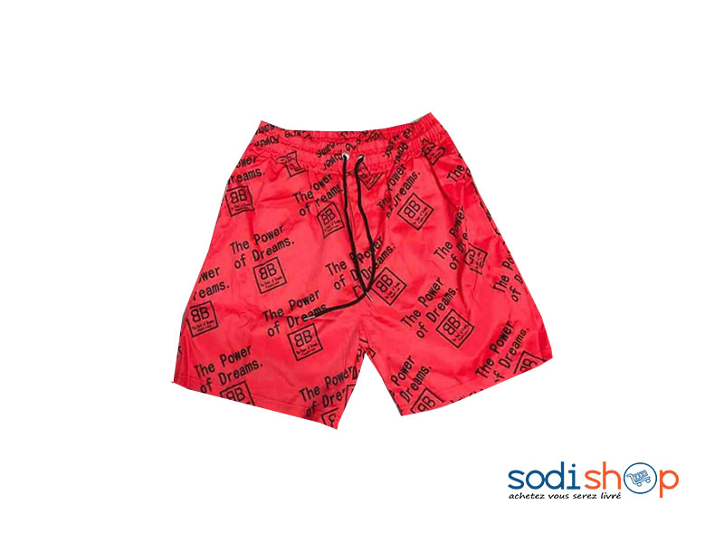 Short Rouge Taille Elastiquée avec Cordon de Serrage BK0096