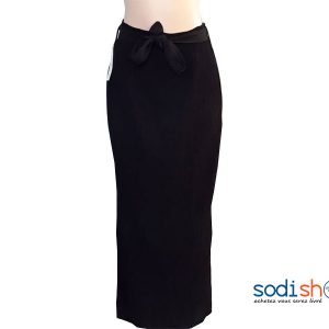 Jupe Plissé Longue à Taille Elastiqué avec Ceinture Assortie Couleur Noire MM0097