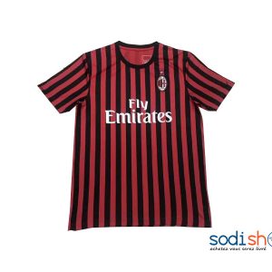 Maillot Officiel du Milan AC - Couleur Rouge Noir Tenue Domicile 2019-2020 BK0096
