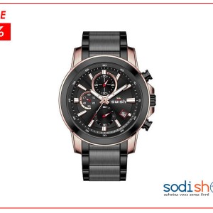 Montre Swish Indicateur de Date Cadran Lumineux Nuit Résistant à l’Eau SW-0069G - Couleur Noir Marron Pour Homme SODI00
