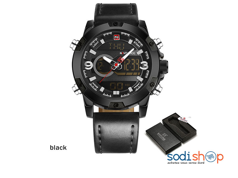 Montre NAVIFORCE NF9097 Haute Qualité Bracelet en Cuir Cadran à Double Fonction - Pour Homme DIA00169 – Image 2
