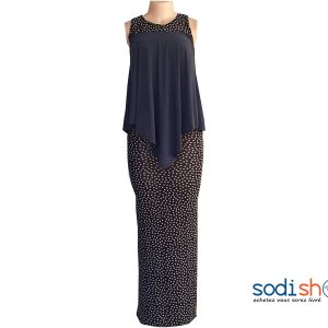 Robe Moulante à Gilet Imprimer à Pois Couleur Noir MM0097
