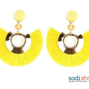 Boucles d’Oreilles Munies de Paillettes Couleur Jaune-Or - Accessoires Pour Femme EB001