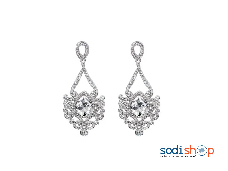 Boucles d’Oreilles en Perles Très Class - Couleur Argent Pour Femme EB001