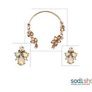 Ensemble Collier avec Boucles d’Oreilles Sublime Design - Couleur Marron Pour Femme EB001