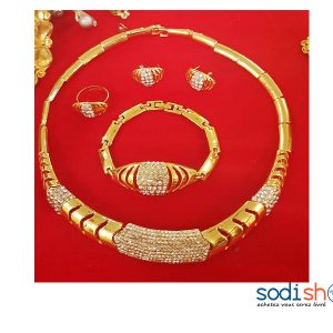 Ensemble Plaqué Or Collier avec Bracelet et Boucles d’Oreilles - Accessoires Pour Femme EB001