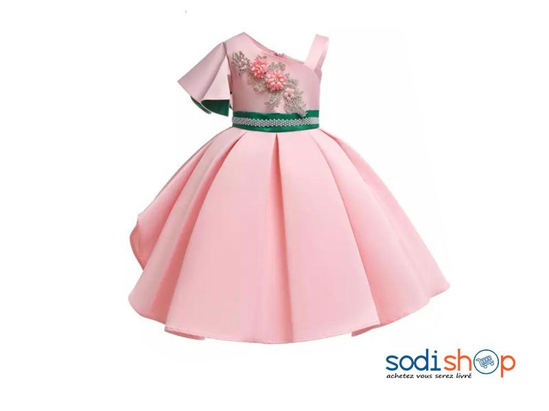Robe Evasée Motif Floral Classe et Confortable - Couleur Rose Pour Fille EB001
