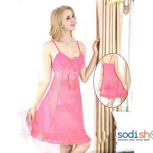 Chemise de Nuit Couleur Rose Motif Transparent - Pour Femme SODI00