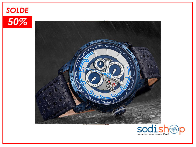 Montre Originale NAVIFORCE NF9142 Design Spécial Haute Qualité avec Indicateur de Date - Couleur Bleu SODI00