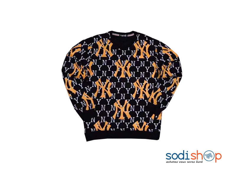 Pull en Coton Motif New York Manches Longues - Couleur Noir Orange BJ00100