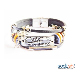 Bracelet en Cuir Logo Scorpion Haute Qualité - Couleur Noir SODI00