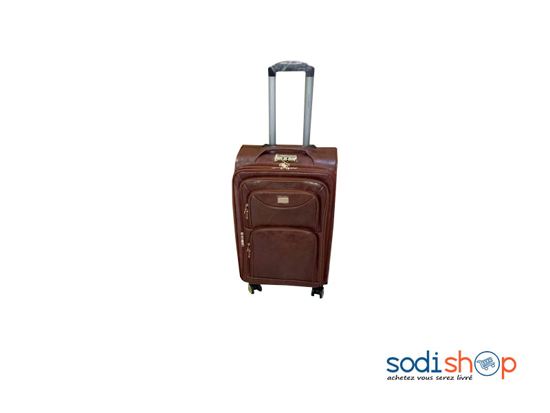 Valise à Roulettes Coque Souple avec Poignée de Traction - Couleur Marron Petit Modèle SS0086