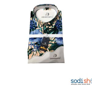 OdinMars Chemise à Fleur Confortable et Stylé - Couleur Bleu Beige BC00103