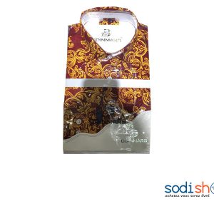 OdinMars Chemise à Fleur Haute Qualité - Couleur Jaune Bordeaux Pour Homme BC00103