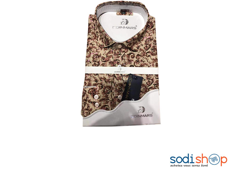 OdinMars Chemise à Fleur Haute Qualité - Couleur Marron Pour Homme BC00103