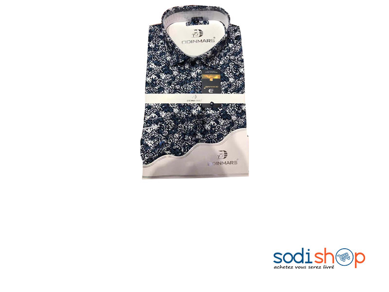 OdinMars Chemise Homme Motif Floral - Couleur Bleu Blanc BC00103
