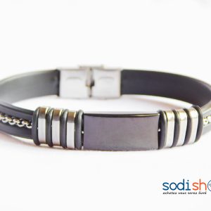 Bracelet en Caoutchouc et Acier Couleur Noire Pour Femme Sodi00
