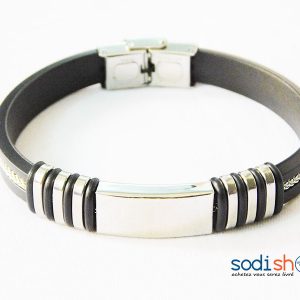 Bracelet en Caoutchouc et Acier Couleur Noire Pour Femme Sodi00