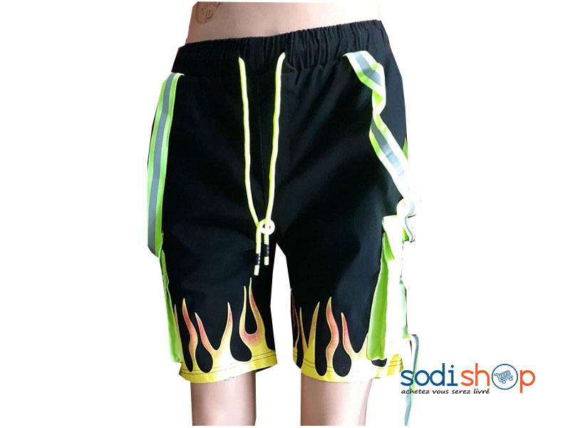 Short à Motif Couleur Noir Vert Design Stylé WA0021