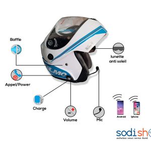Casque de Moto Equipée de Périphérique Bluetooth MP3 Sonorité Puissante - HG-OEB-53