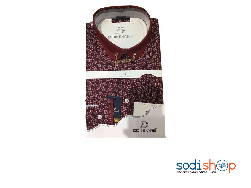 Chemise à Motif OdinMars Haute Qualité - Couleur Bordeaux Pour Homme BC00103