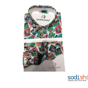 OdinMars Chemise à Motif Pour Homme - Couleur Vert Blanc BC00103