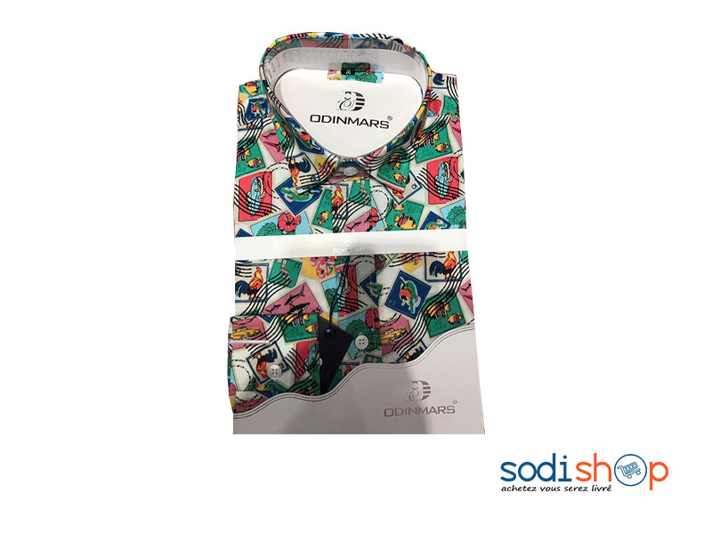 OdinMars Chemise à Motif Pour Homme - Couleur Vert Blanc BC00103