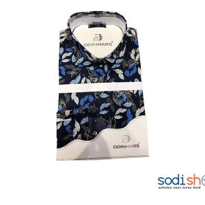 OdinMars Chemise à Motif Pour Homme - Couleur Noir Bleu BC00103
