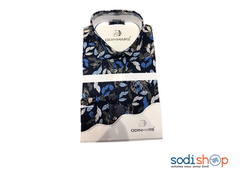 OdinMars Chemise à Motif Pour Homme - Couleur Noir Bleu BC00103