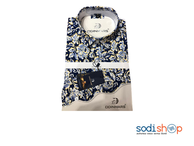 Chemise à Fleur OdinMars - Couleur Bleu Blanc BC00103