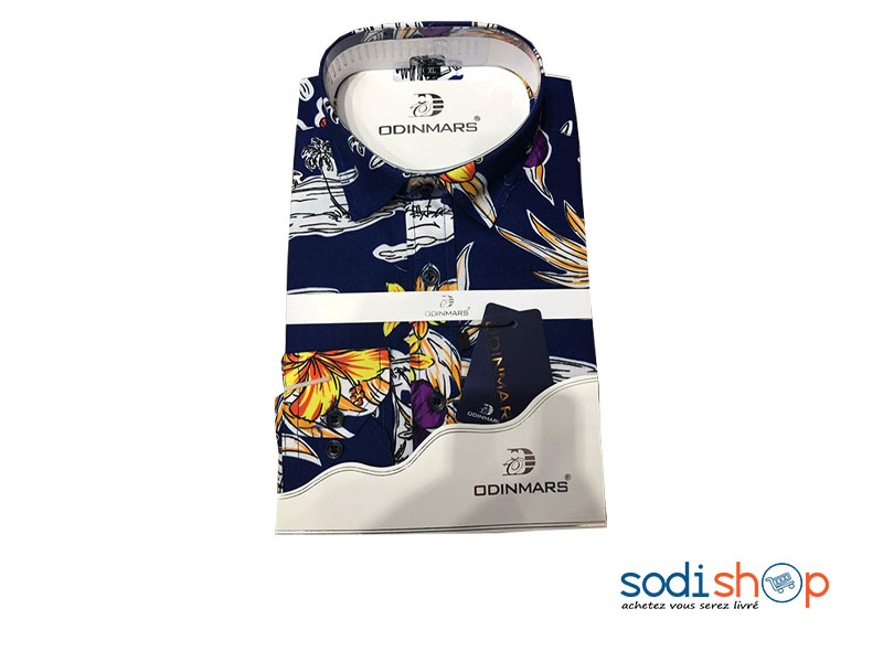 OdinMars Chemise Homme Motif Floral - Couleur Bleu BC00103