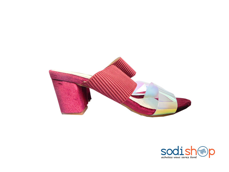 Chaussure à Talon Finition en Velours Couleur Rouge Bordeaux MG00107