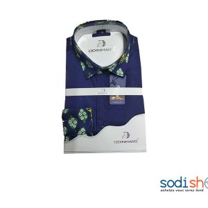 Chemise Homme Double Tons Imprimé Bleue  BC00103