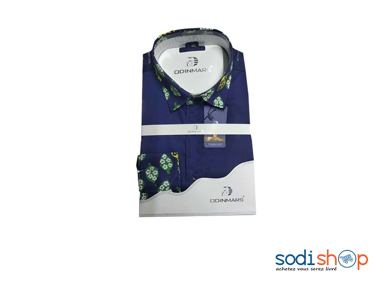 Chemise Homme Double Tons Imprimé Bleue BC00103